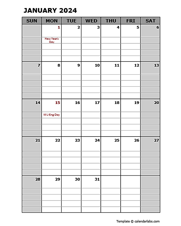 Modelli di calendario mensile Word 2024 di OffiDocs