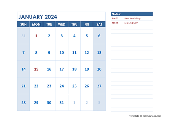 2024 Monthly Word Calendar Templates by OffiDocs