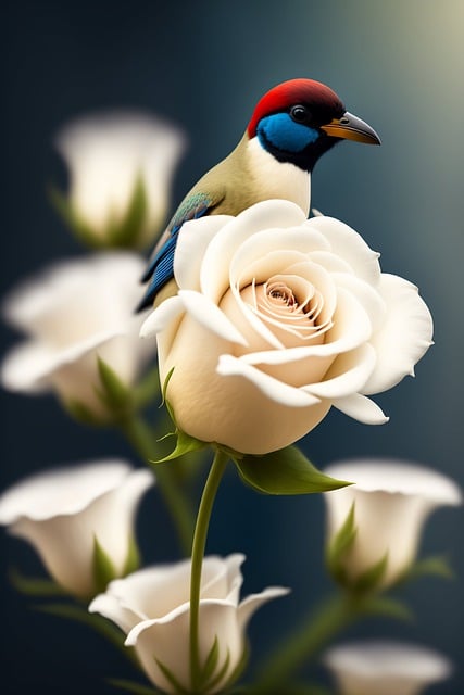 Free download ai generated bird rose flowers free picture to be edited with GIMP free online image editor