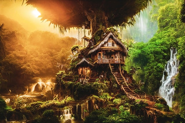 Free download ai generated fantasy treehouse free picture to be edited with GIMP free online image editor