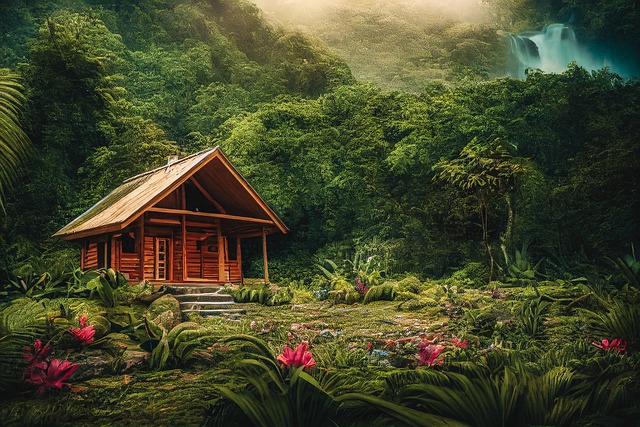 Free download ai generated jungle cabin cottage free picture to be edited with GIMP free online image editor