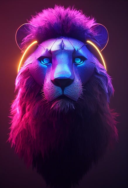 Free download ai generated lion feline neon free picture to be edited with GIMP free online image editor