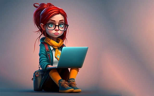 Free download ai generated woman cartoon laptop free picture to be edited with GIMP free online image editor