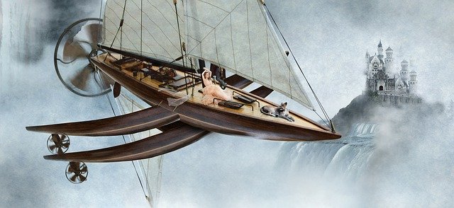 Free download Airship Floating Islands Sails -  free illustration to be edited with GIMP free online image editor