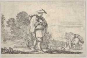 Free download A Peasant Wearing a Hood, from Suite of Twelve Landscapes (Suite de douze paysages), plate 11 free photo or picture to be edited with GIMP online image editor