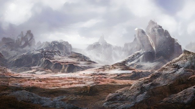 Free download art mountains fog fantasy artwork free picture to be edited with GIMP free online image editor