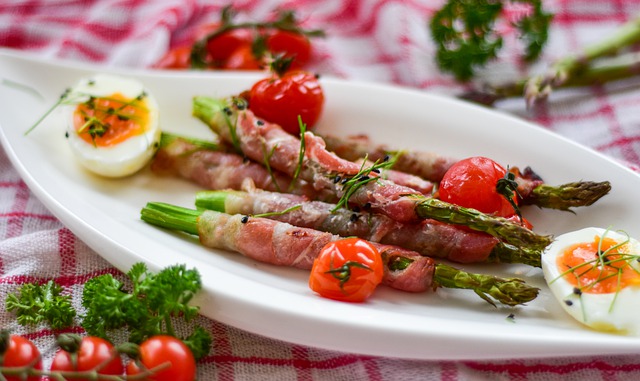 Free download asparagus dish food meat tomatoes free picture to be edited with GIMP free online image editor