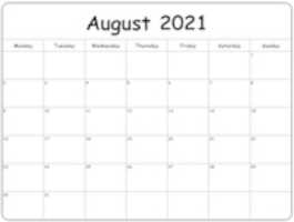 Free download August 2021 Calendar free photo or picture to be edited with GIMP online image editor