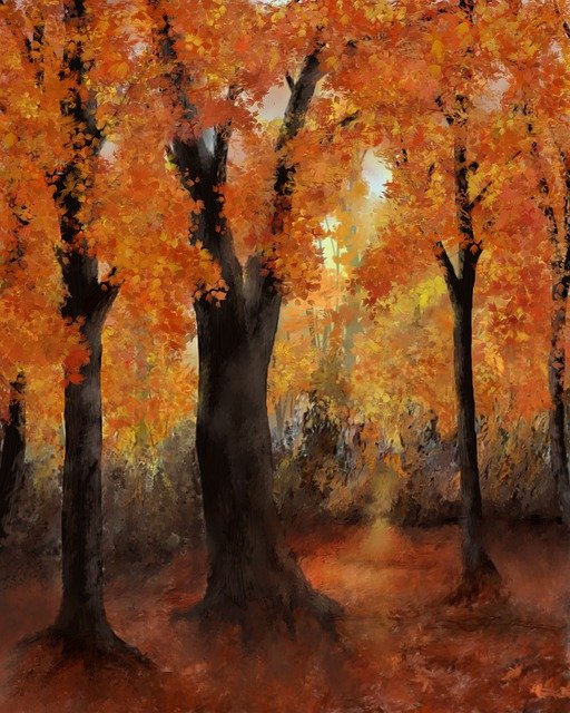 Free download autumn painting autumn forest trees free picture to be edited with GIMP free online image editor