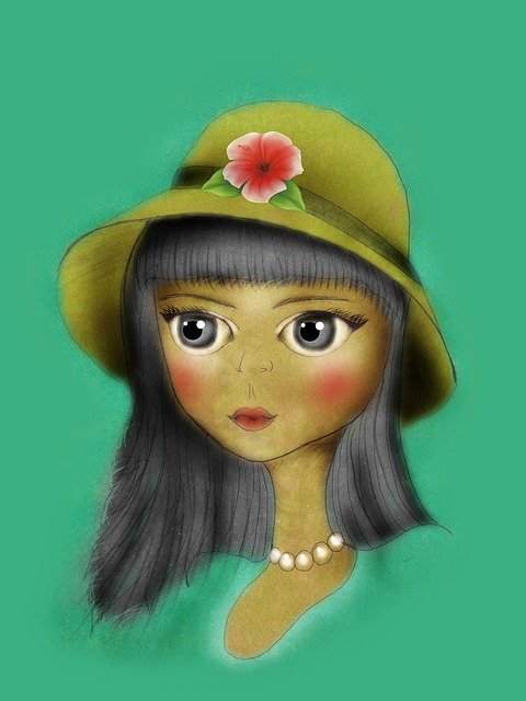 Free download Baby Doll Brunette Hat -  free illustration to be edited with GIMP free online image editor