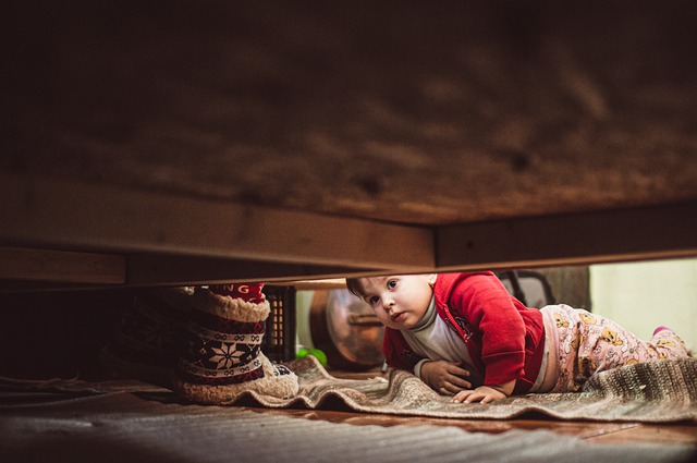 Free download baby playful curious under the bed free picture to be edited with GIMP free online image editor