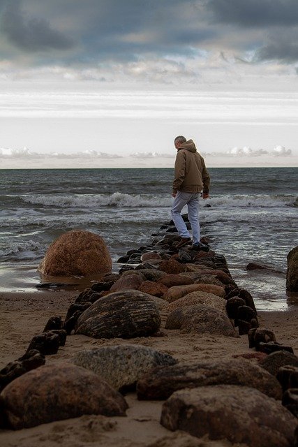 Free download baltic sea man beach autumn coast free picture to be edited with GIMP free online image editor