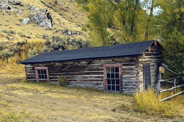 Free download Bannack Log House Old -  free photo or picture to be edited with GIMP online image editor