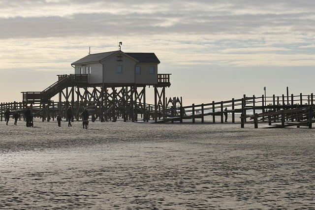 Free download beach north sea stilt houses house free picture to be edited with GIMP free online image editor