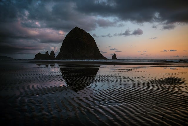 Free download beach sunset haystack rock free picture to be edited with GIMP free online image editor