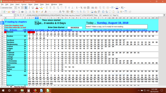 Free download Bible Reading by chapter checklist DOC, XLS or PPT template free to be edited with LibreOffice online or OpenOffice Desktop online