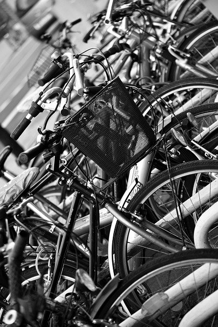 Free download Bicycles Bicycle Basket Downtown -  free photo or picture to be edited with GIMP online image editor