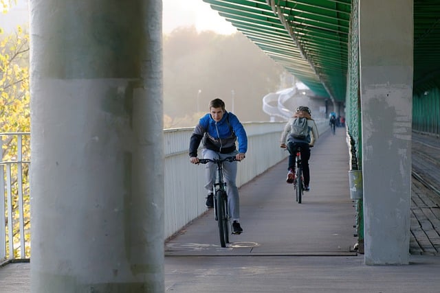 Free download bicyclists running people bridge free picture to be edited with GIMP free online image editor