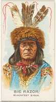 Free download Big Razor, Blackfeet Sioux, from the American Indian Chiefs series (N2) for Allen & Ginter Cigarettes Brands free photo or picture to be edited with GIMP online image editor