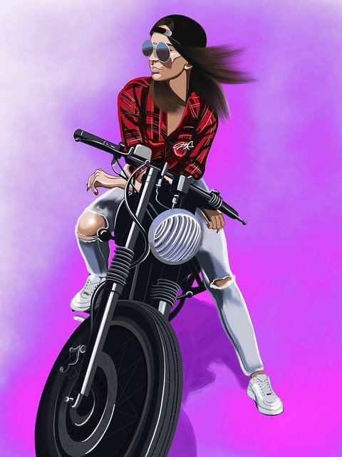 Free download Biker Girl Motorcycle -  free illustration to be edited with GIMP free online image editor