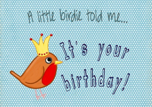 Free download Bird Birthday Card -  free illustration to be edited with GIMP free online image editor