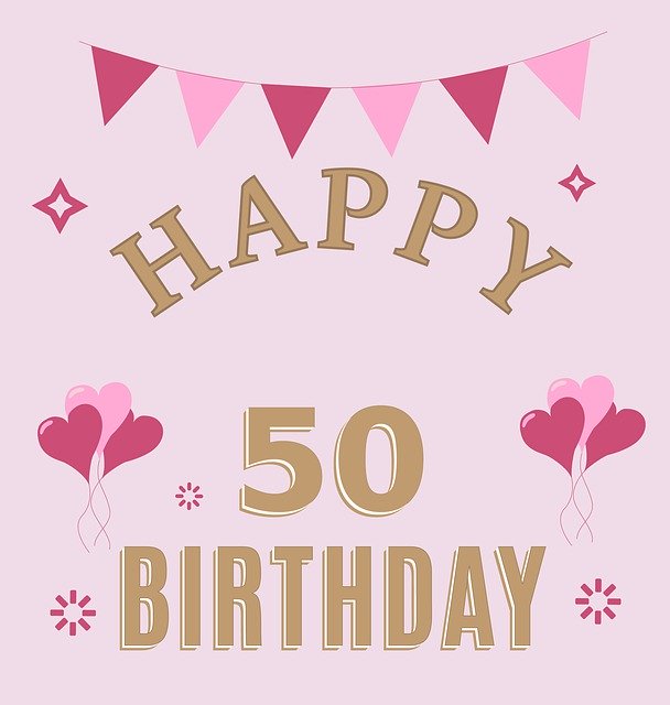 Free download Birthday 50 Fifty -  free illustration to be edited with GIMP free online image editor