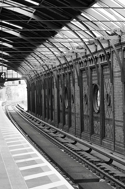 Free download Black And White Railway Station -  free photo or picture to be edited with GIMP online image editor