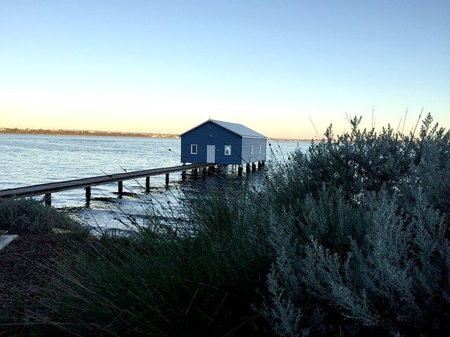 Free download blue boat house perth free picture to be edited with GIMP free online image editor