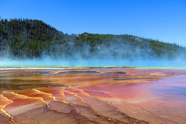 Free download blue steam over grand prismatic free picture to be edited with GIMP free online image editor