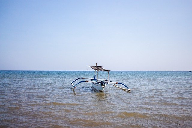 Free download Boat Alone Blue -  free free photo or picture to be edited with GIMP online image editor