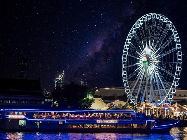 Free download boat flow water night lights free picture to be edited with GIMP free online image editor