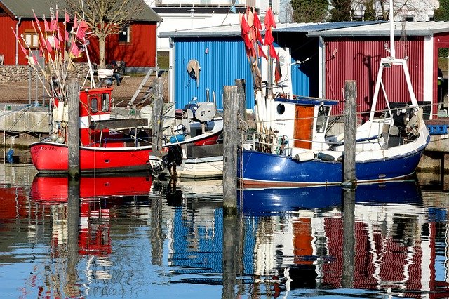 Free download Boat Harbor Reflection -  free photo or picture to be edited with GIMP online image editor