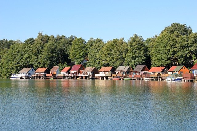 Free download Boathouses Lake -  free photo or picture to be edited with GIMP online image editor