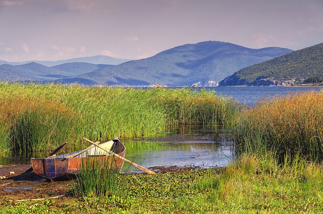 Free download boat reed mountains prespa more free picture to be edited with GIMP free online image editor