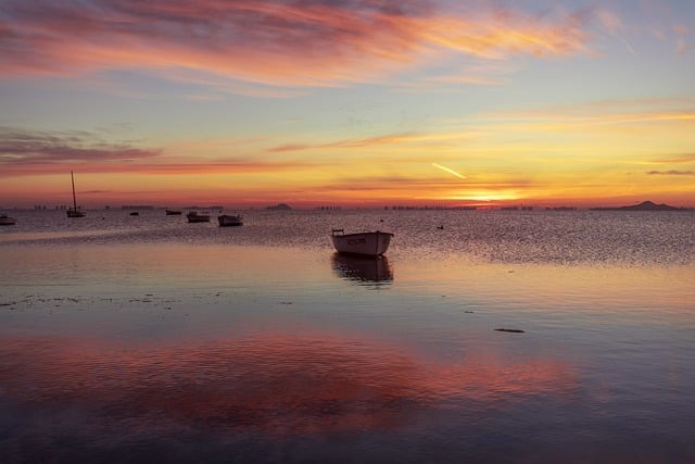 Free download boat sea sunset sunrise landscape free picture to be edited with GIMP free online image editor