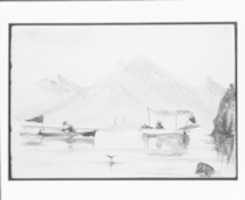 Free download Boats on Mountain Lake (from Switzerland 1869 Sketchbook) free photo or picture to be edited with GIMP online image editor