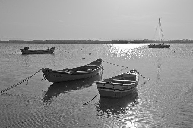 Free download Boats River Black And White -  free photo or picture to be edited with GIMP online image editor