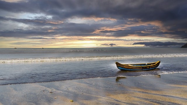 Free download boat sunset ocean sea clouds free picture to be edited with GIMP free online image editor