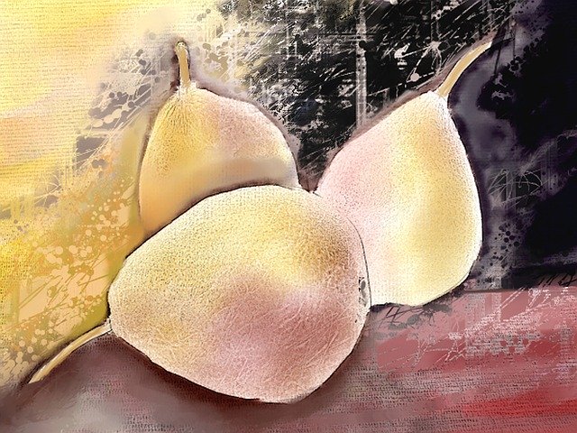 Free download Bosc Pear Digital Oils Fruit -  free illustration to be edited with GIMP free online image editor