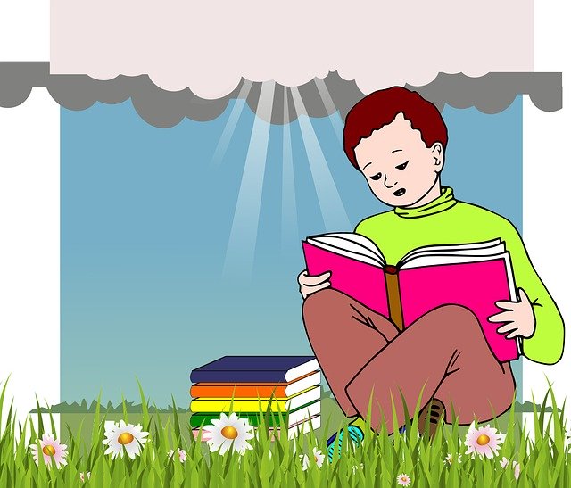 Free download Boy Reading Book -  free illustration to be edited with GIMP free online image editor