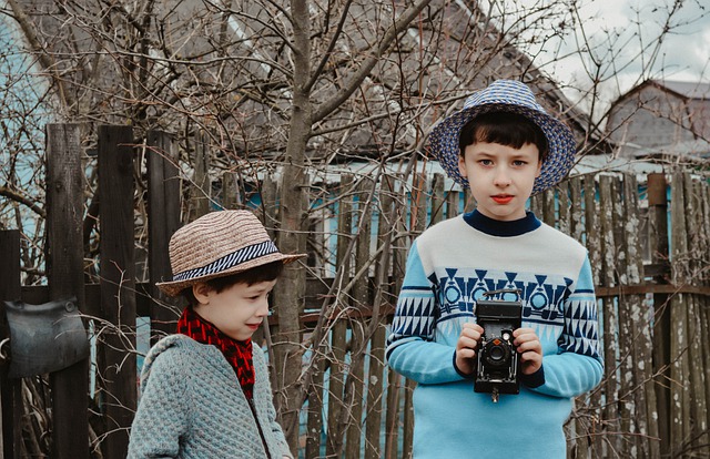 Free download boys brothers vintage retro camera free picture to be edited with GIMP free online image editor