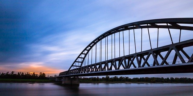 Free download Bridge Rhine Sunset -  free photo or picture to be edited with GIMP online image editor