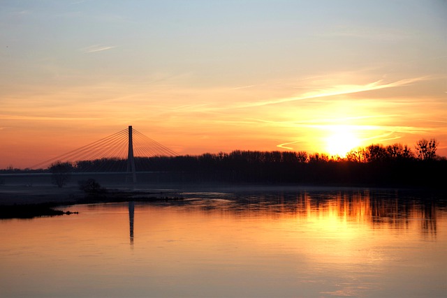 Free download bridge river sunset outdoors view free picture to be edited with GIMP free online image editor