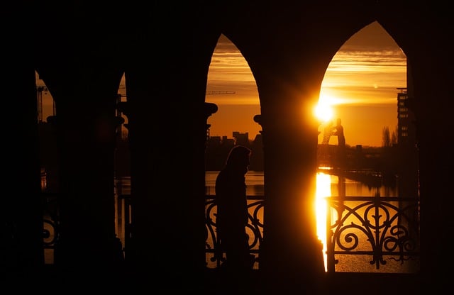 Free download bridge sunrise person backlighting free picture to be edited with GIMP free online image editor