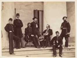 Free download Brigadier General Gustavus A. DeRussy and Staff on Steps of Arlington House, Arlington, Virginia free photo or picture to be edited with GIMP online image editor