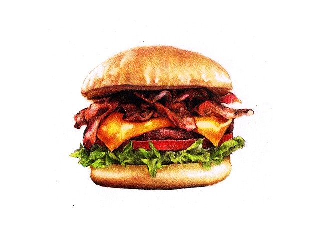 Free download Burger Colored Pencil Drawing -  free illustration to be edited with GIMP free online image editor