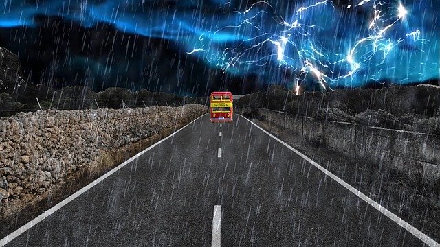 Free download Bus Road Storm -  free illustration to be edited with GIMP free online image editor