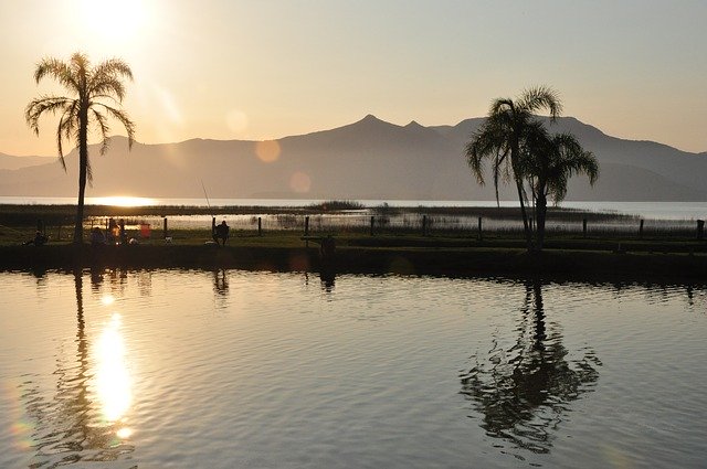 Free download By Sunsets Pond Trees free photo template to be edited with GIMP online image editor