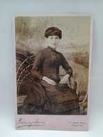 Free download Cabinet Card of a woman sitting free photo or picture to be edited with GIMP online image editor