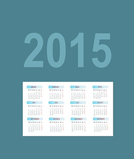 Free download Calendar 2015 Year -  free illustration to be edited with GIMP free online image editor